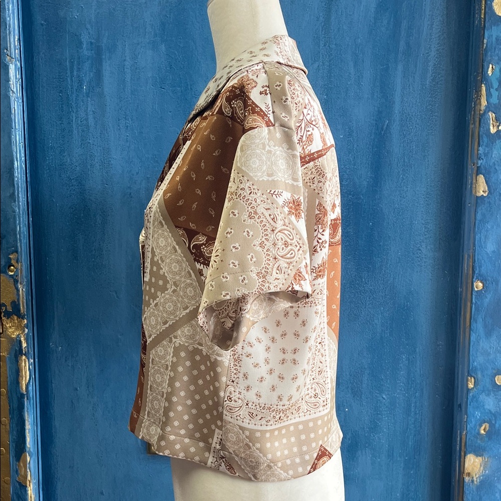 Pleione Patchwork Button-Up Shirt - image 2